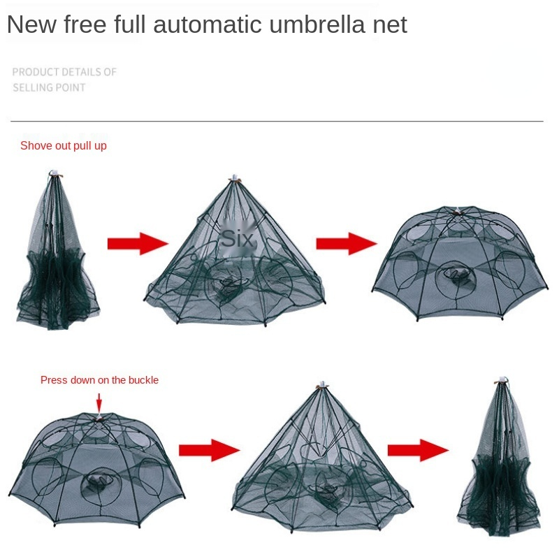 Fish Net Shrimp Cage Multi Specification Moving Net Folding Fishing Lobster Net Umbrella Cage Fishing Gear Pratical