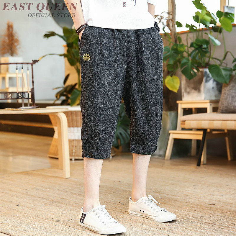 Bijgesneden broek voor mannelijke traditionele chinese kleding voor mannen chinese broek mannen chinese cultuur tradities AA3873 Y EEN