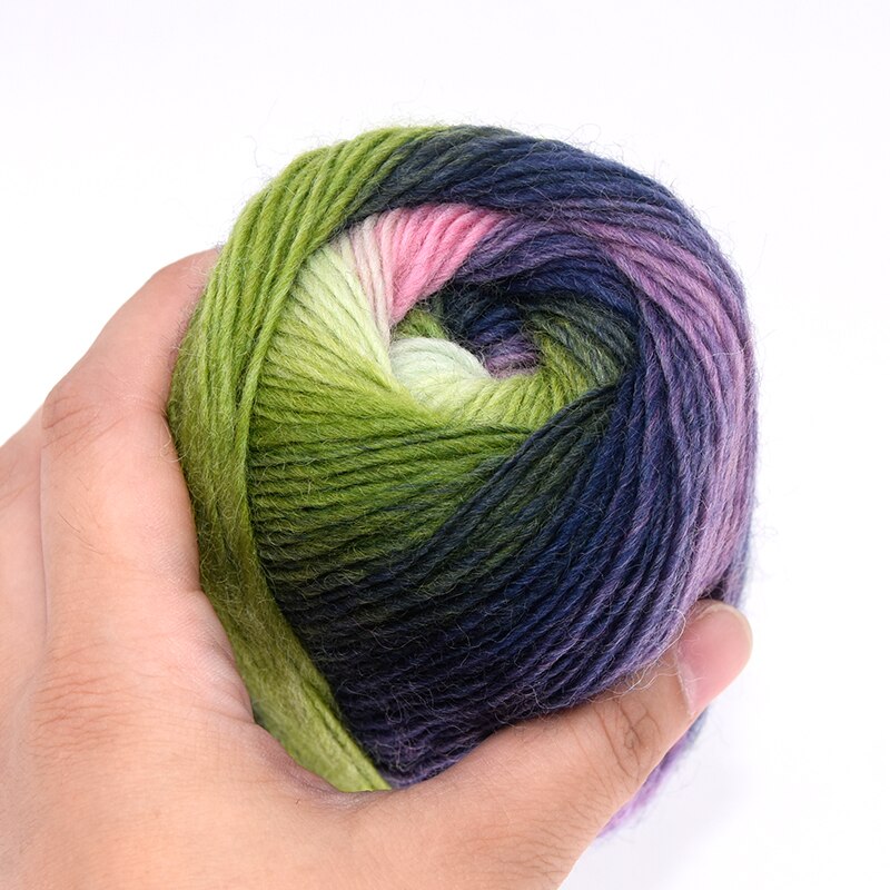 50g/ kugle lang regnbue uld farvning ren uld garn dame sjaler tråd uld hat frakke