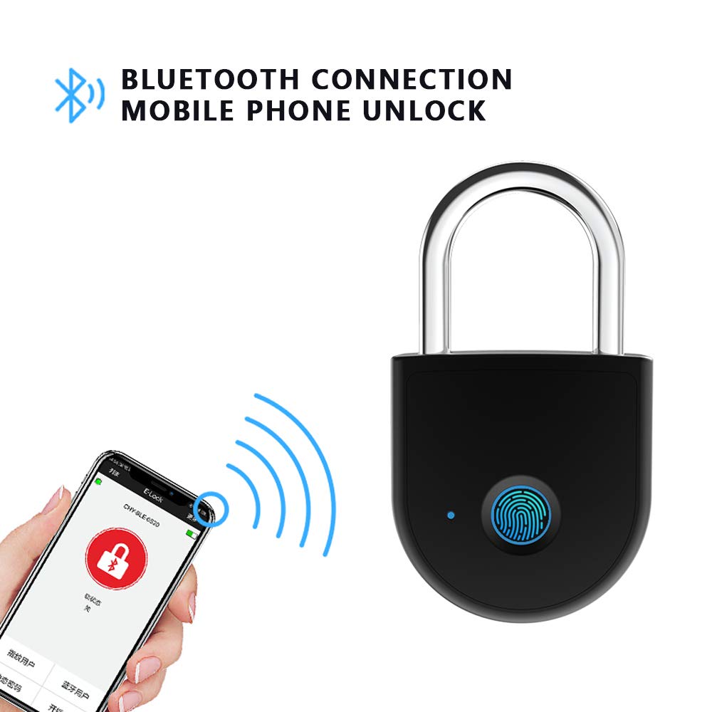 Portable bluetooth Lock Smart Padlock Keyless Fingerprint Lock Anti-Theft Security Door Padlocks for Bag Drawer Suitcase