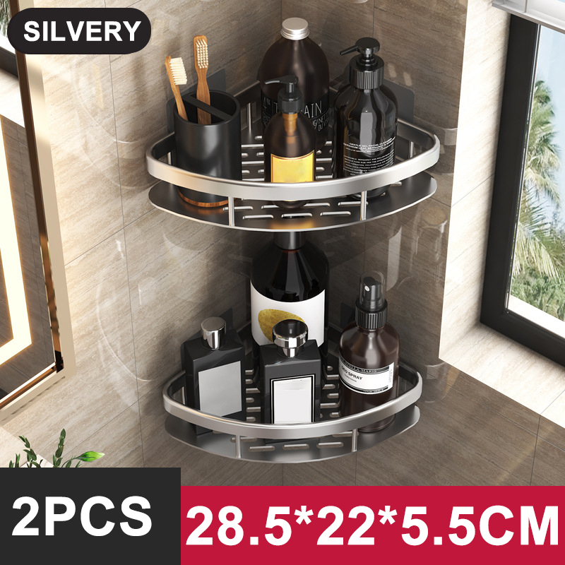 Keukenopslag badkamerplanken Organisator Aluminium Doucheplank Accessoires Shampoo Rek multi-scenario Geen boorplank: green