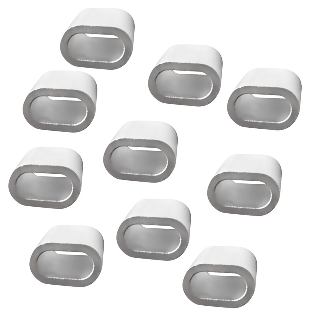 10 Pieces Aluminum Cable Crimps Sleeves Cable Ferrule Snare Wire Rope Clip Fittings - Various Sizes