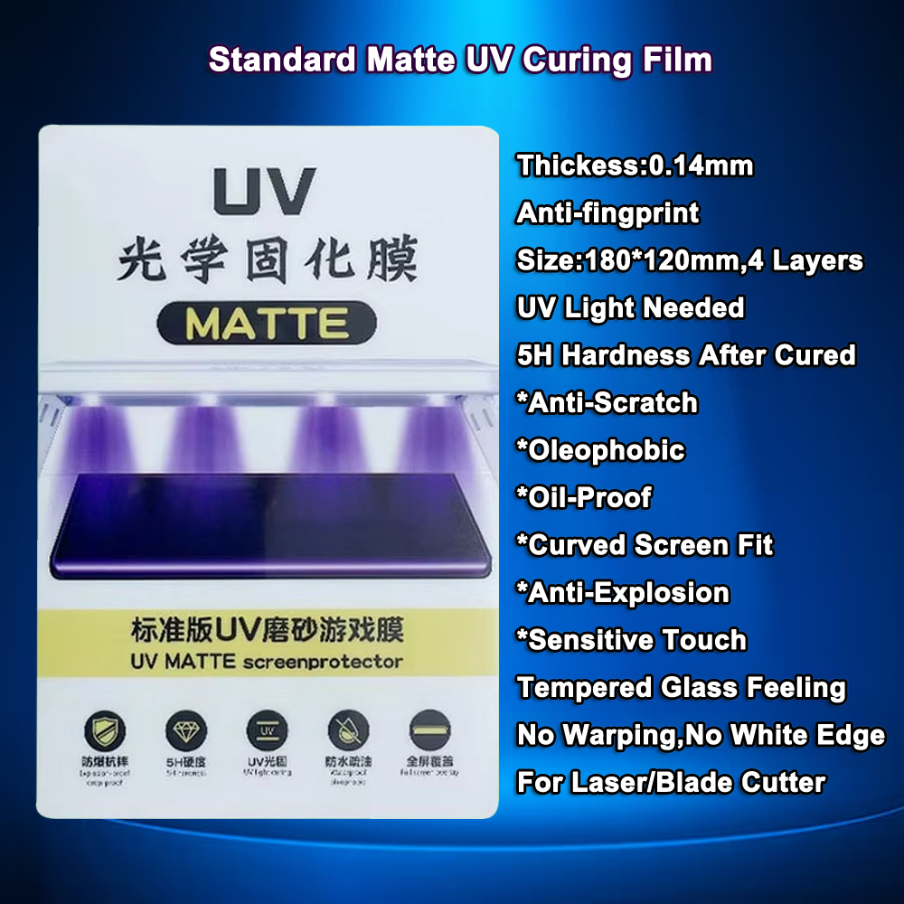 FONLYU-Protector de pantalla de vidrio UV para teléfono móvil, máquina cortadora de hojas de hidrogel, HD, mate, privacidad, Blueray, película de cobertura completa: Rosa dorada