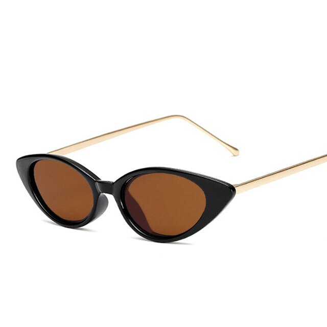 Ladies Cat Eye Sunglasses Women Brand Small Frame Sun Glasses for Female Trend Glasees UV400 O5: Black-Brown
