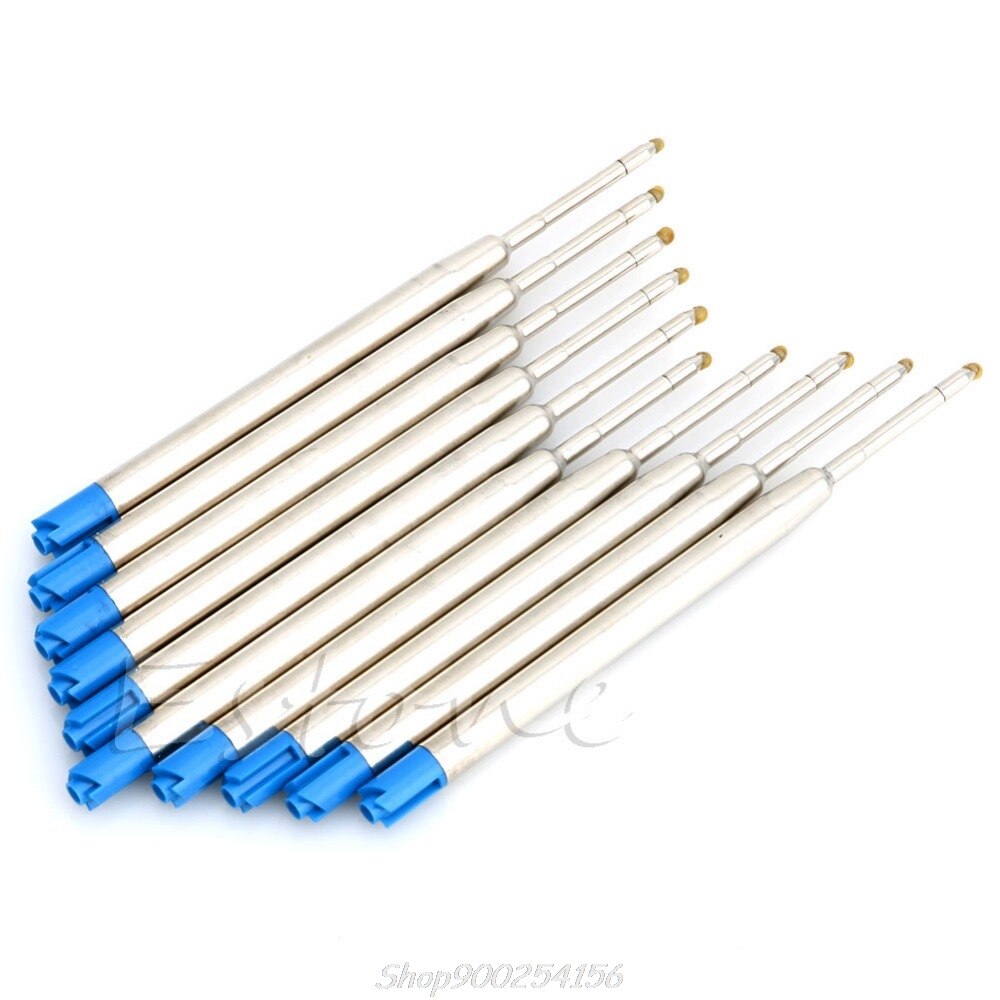 10pcs Universal Standard Style Blue/black Ink 1MM Medium Nib Ball Point Pen Refills Jy17 20