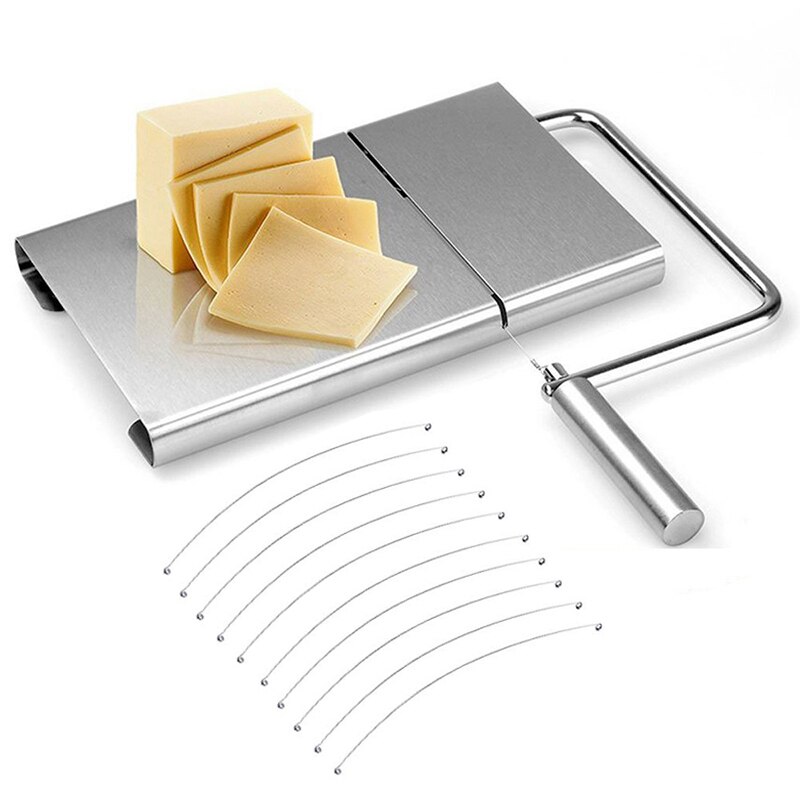 Cheese Slicer - Cutting Serving Board for Hard and Semi Hard Cheese or Butter, Stainless Steel Cutting Wire Cheese Board