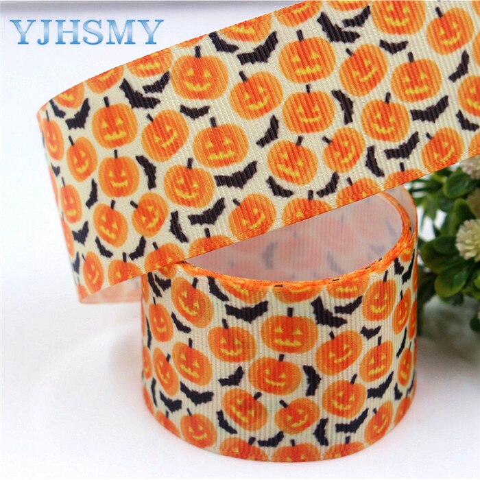 Yjhsmy c -17817-670,38 mm 5 yards halloween termisk transfer trykt grosgrain bånd,tøj tilbehør gør-det-selv pakke materiale: C -17817-671
