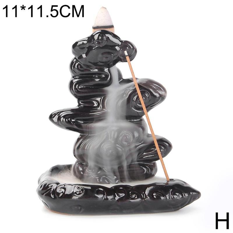 1pc criativo cachoeira queimador de incenso suporte de incenso cerâmica artesanal backflow queimador de incenso decoração cones: H