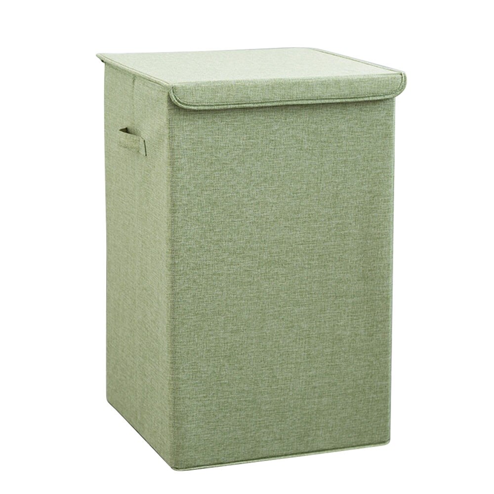 Cotton Laundry Basket With Cover Bathroom Laundry Basket Large Kitchen Storage Basket Home Collapsible Waterproof Laundry Hamper: green / 56x34x34cm