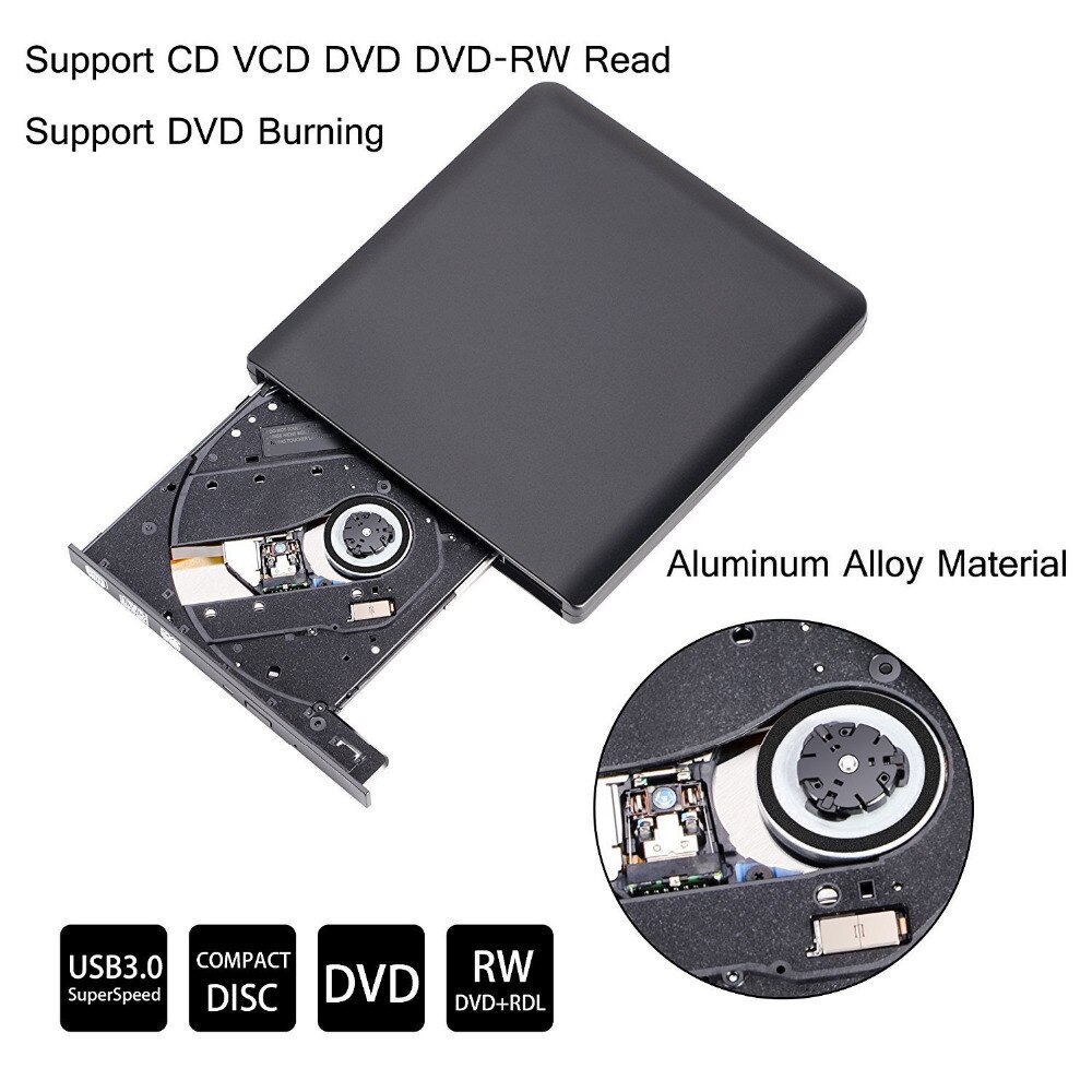 Voor Samsung Asus Dell HP Acer Ultrabook USB 3.0 Externe DVD Speler 8X DVD-ROM Combo Reader 24X CD-R Brander Slim optische Drive