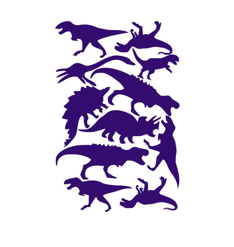 Cartoon Removable Jurassic Park Dinosaur Animal Shape Wall Stickers For Kids Rooms Nursery Art Mural Decor DIY Vinyl Wall Decals: Purple