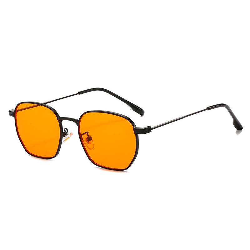 SO & EI, nueva , gafas de sol cuadradas para mujer, lentes transparentes Retro, marco de Metal, gafas de sol Punk naranjas para hombre, gafas de sol UV400: Azul