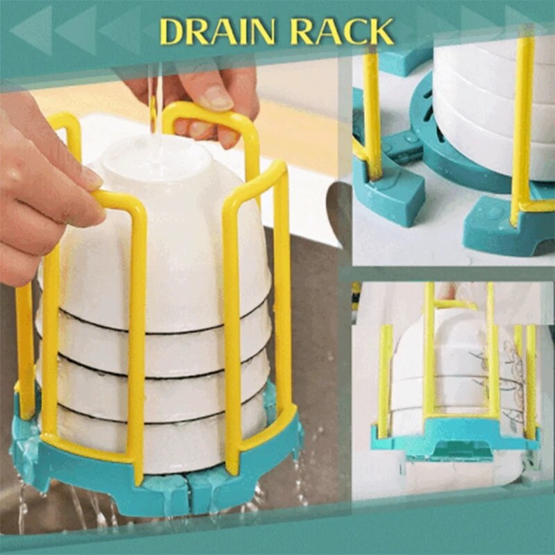 Adjustable Dish And Bowl Organiser Bowl Storage Shelf Detachable Dish Drainer Shelf Plastic Dish Drain Holder Kitchen Tool