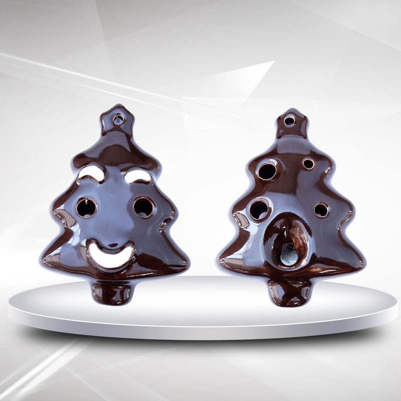 Ocarina 6 otwór kartonowa choinka bożonarodzeniowa porcelany flet dzieci początkujący instrument muzyczny: kawa