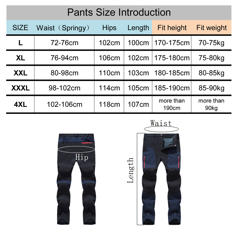 TRVLWEGO Winter Men Trekking Pants Sports Hiking Camping Fleece Water Resistant Cycling Very Warm Thickening Splicing Trousers