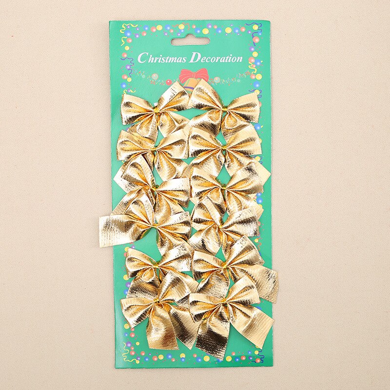 12 Uds decoración de árbol de Navidad, lazos plateados y dorados y rojos de Navidad para el hogar, escuela, jardín, Mini , lazo DIY, decoración de