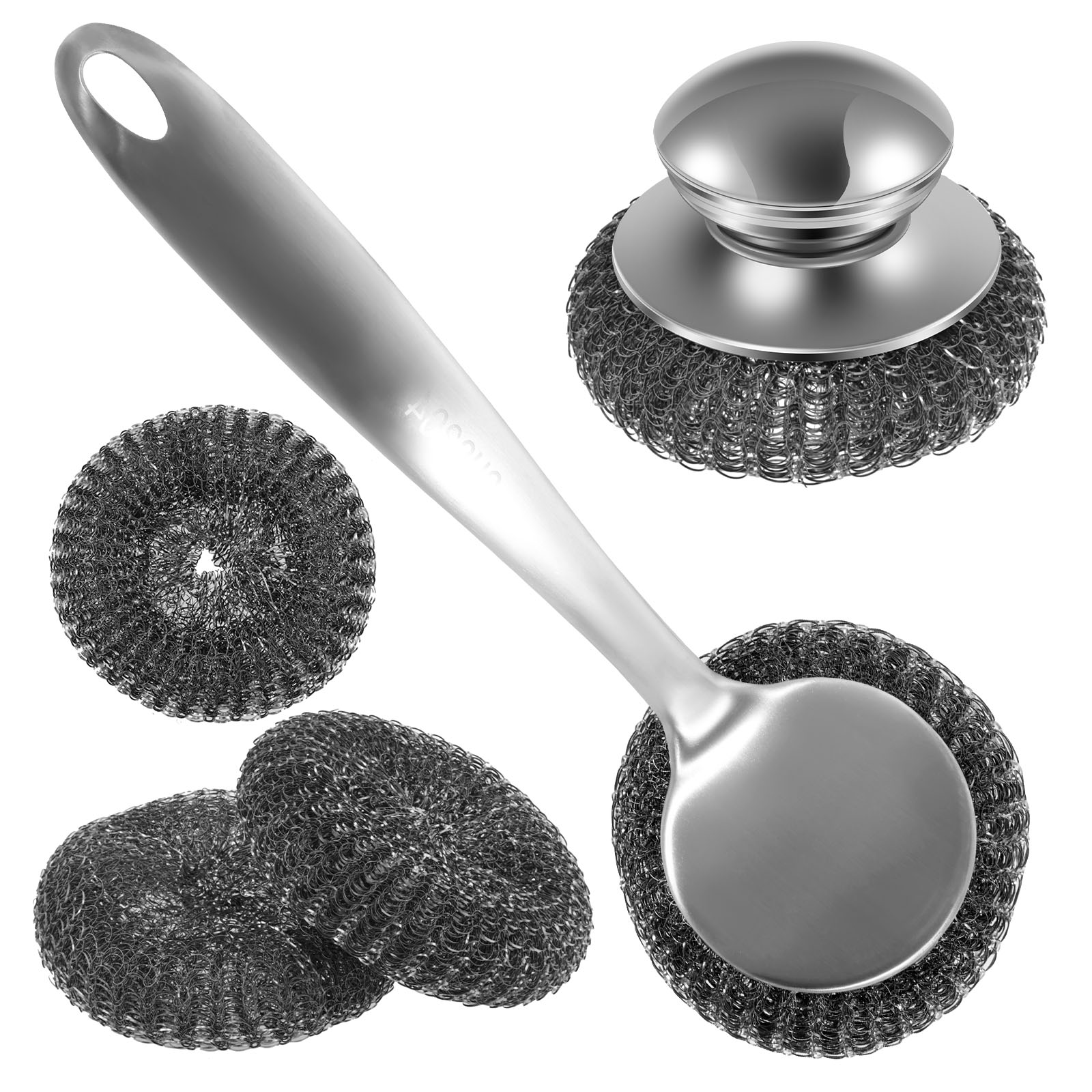 5/10 Stuks Staaldraad Bal Pot Borstel Lange Steel Keuken Gerechten Scrubber Sterke Decontaminatie Roest Verwijderen Gebruiksvoorwerpen Schoonmaken tool: Blauw