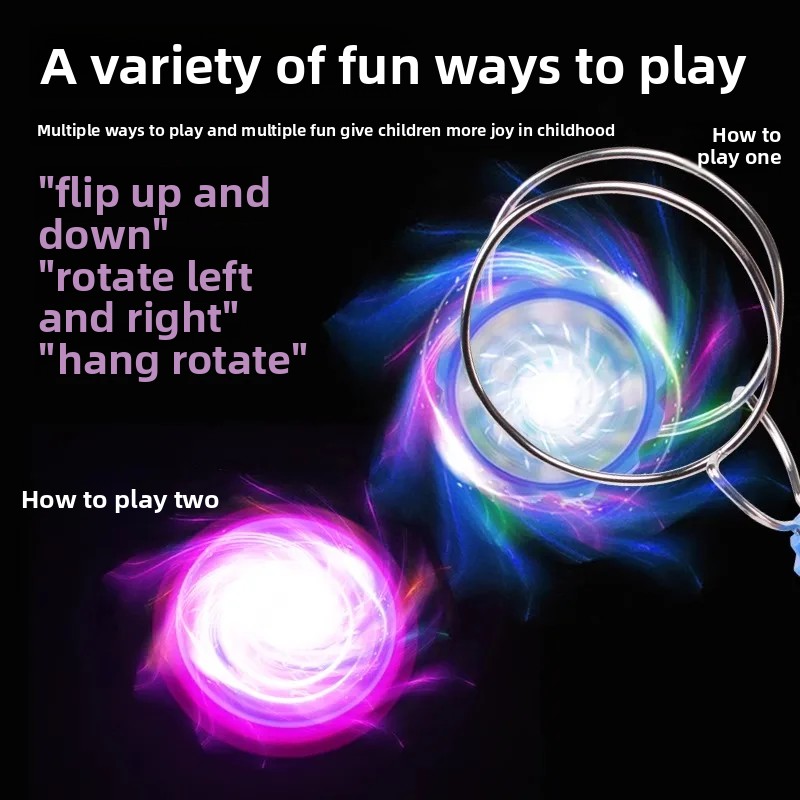 Magic Track Gyro Glowing Hand Crank Whirling UU Ball Yo-Yo Gyro Leistungsstarkes Magnetspielzeug aus dem Festland China Bunter rotierender Spaß
