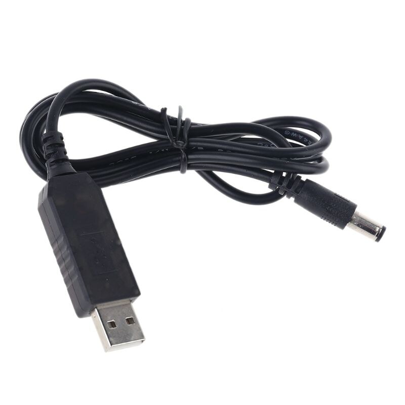 Universal usb 5v til  dc 12v 5.5 x 2.1mm trin op kabel power boost line med led display til router led strip og mere 12v enheder