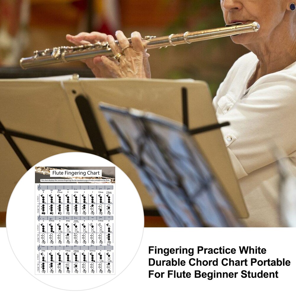 Durable Parts Portable Chord Chart For Flute Smooth Key Tones Standard Notes Easy Understand Beginner Student Fingering Practice