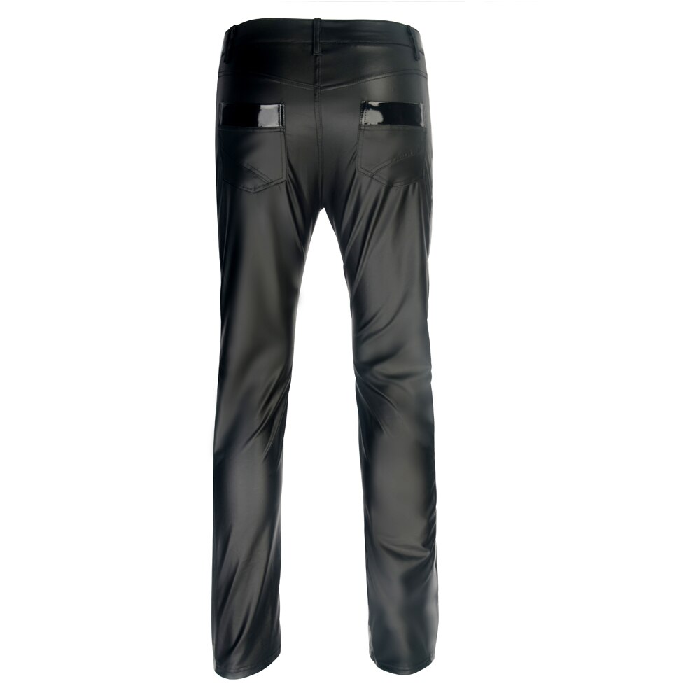 Calça masculina de couro slim, calça justa de moto, calça de couro masculina, calça de látex para motocicleta, calças masculinas para meninos