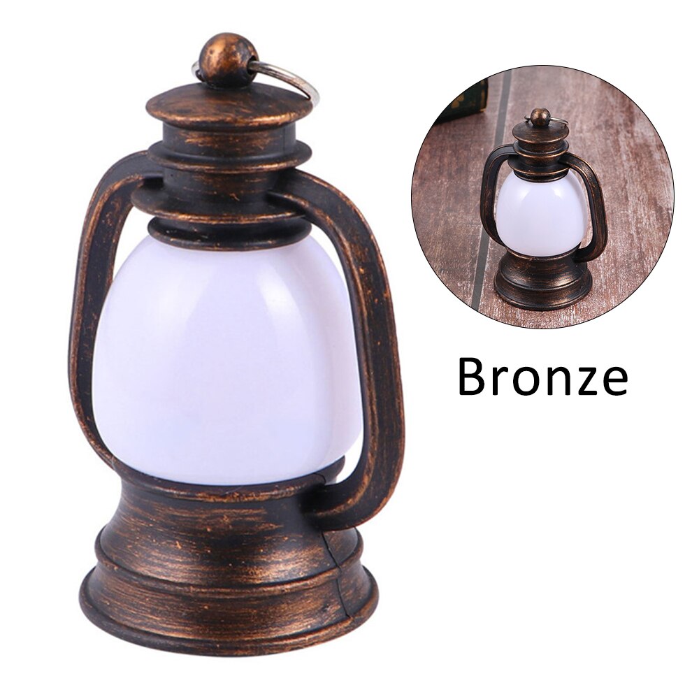 Bärbara lyktor retro liten fotogenlampa led vintage hästlykta mini ponnylampa nödtältslampa för utomhuscamping: Brons