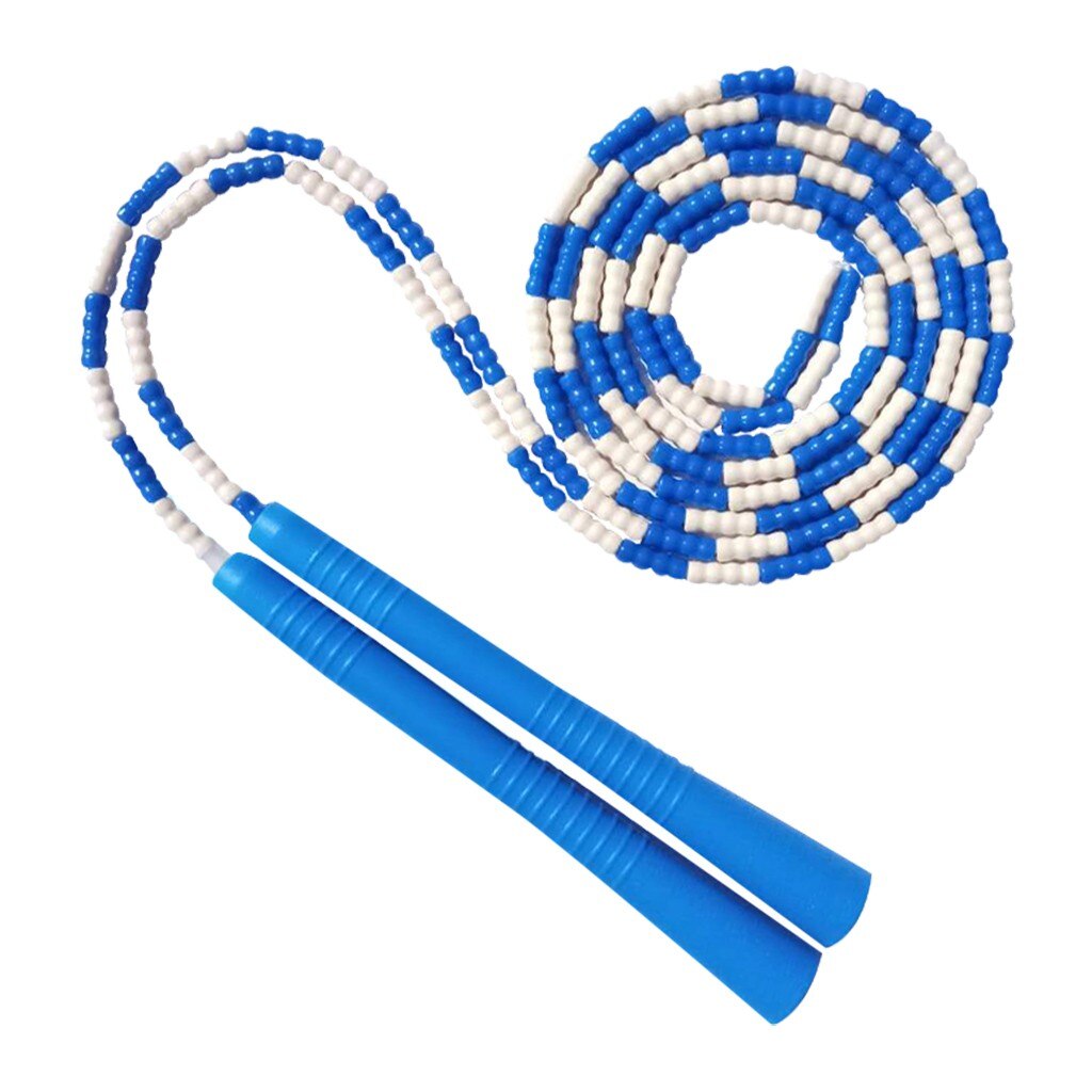 Jump Rope Soft Beaded Tangle-Free Segmented Length Adjustable Skipping Rope Cable Fitness Exercise Equipment for Home Gym#40: Blue