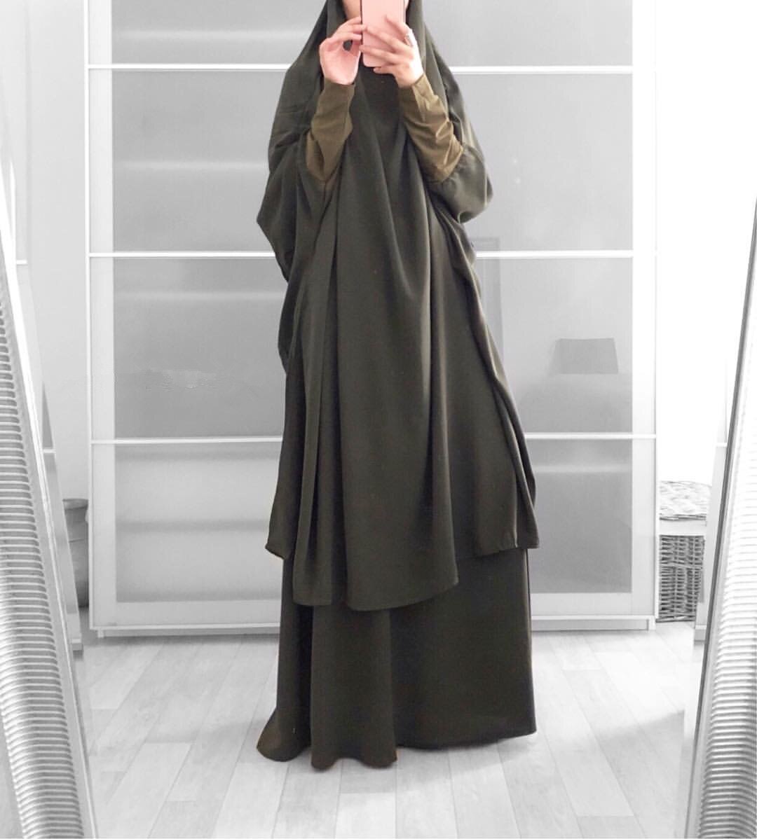 Ramadan eid muslimi rukous vaate mekko naiset abaya jilbab hijab pitkä khimar -kylpytakki abayas islam vaatteet niqab djellaba burka: Vihreä