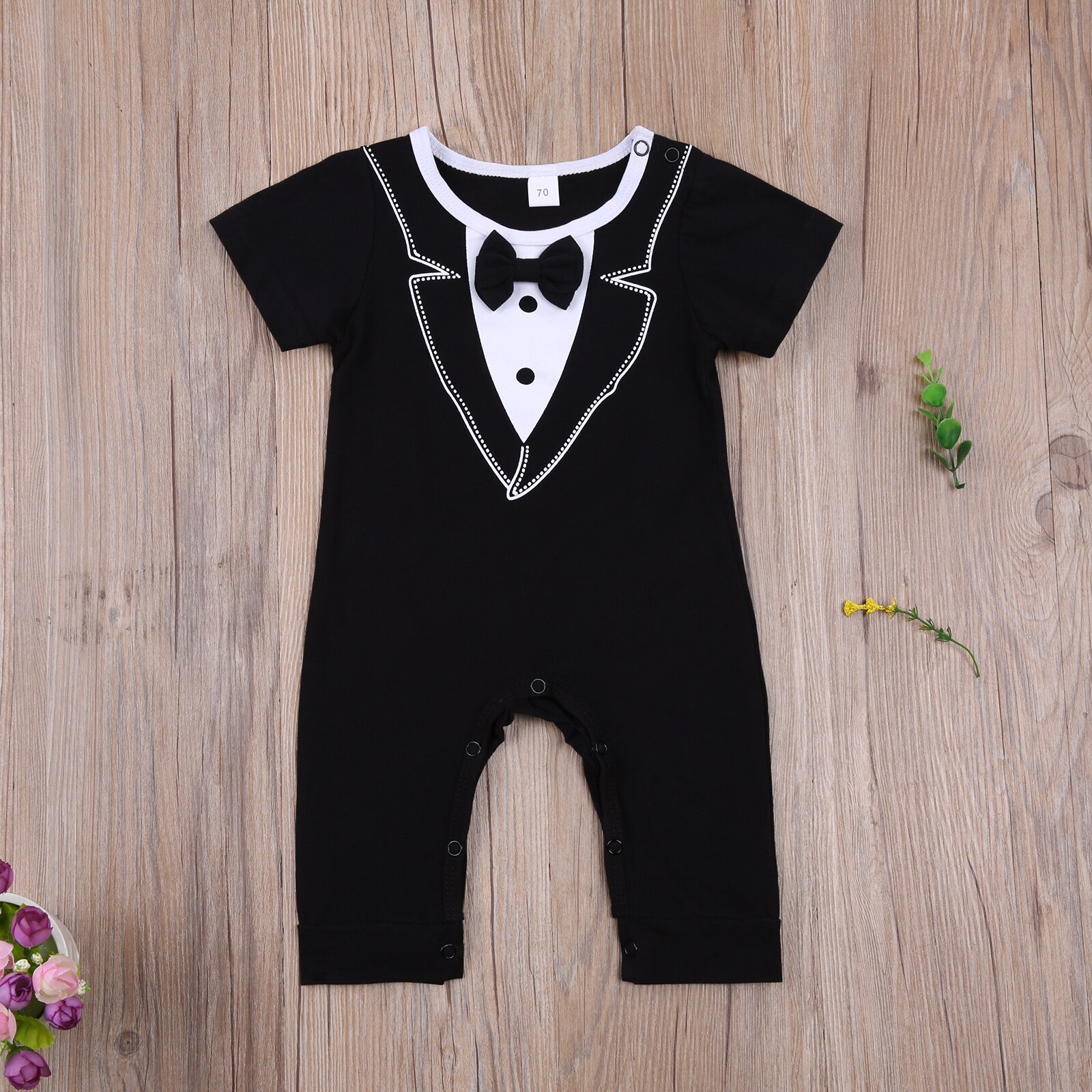 Citgeett Summer Gentle Newborn Baby Boys Jumpsuit O-neck Short Sleeve Button Pants Romper Clothes