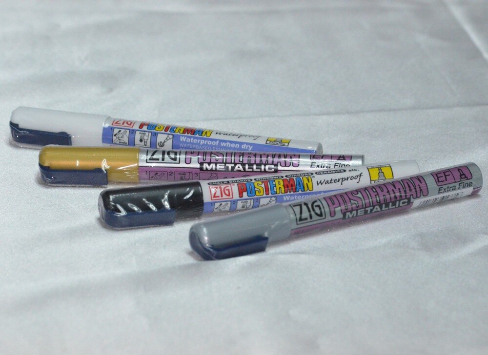ZIG Posterman-rotuladores de tiza impermeables metálicos Kuretake, 0,5mm, rotuladores para carteles, bolígrafos PMA-10, color plateado, dorado, japonés