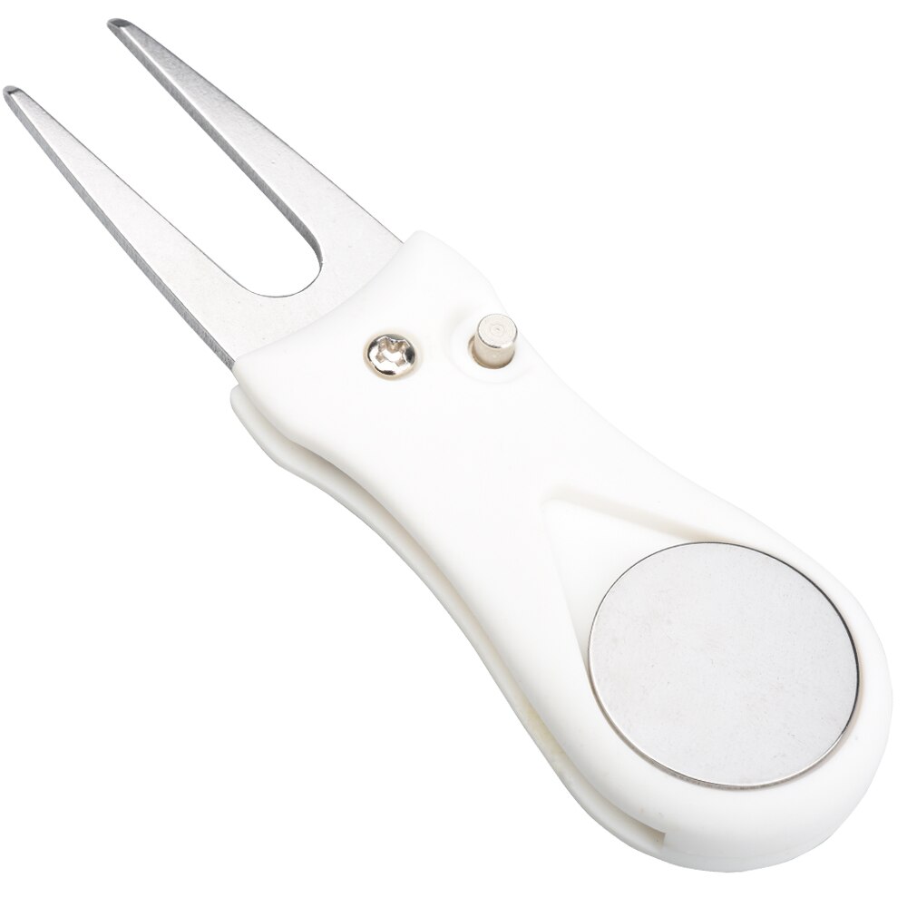 1Pcs Foldable Golf Divot Repair Tool Switchblade Pitch Groove Cleaner Golf Pitchfork With 25mm Golf Marker: white