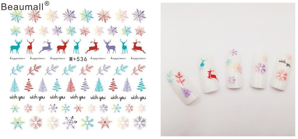 Kerstontwerpen, nagels, kunst, manicure, waterdecals, watertransferstickers voor nagels, tips, schoonheid