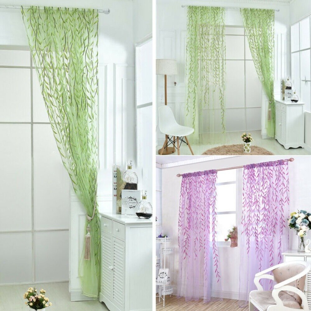 Sheer Voile Curtains Panel Rod Pocket Slot Top Net Wicker Print Window Indoor UK