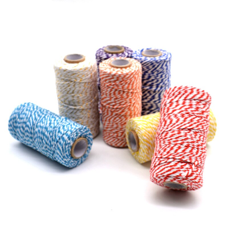 Hilo de algodón colorido para manualidades, hilo de macramé, para envolver , decoración de boda, 100 m/rollo