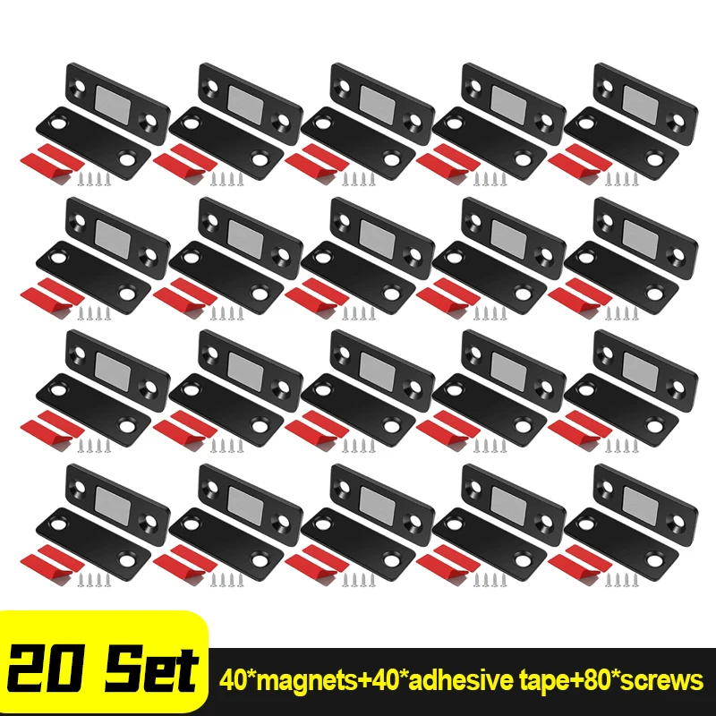 Juego de 20/1 cierres magnéticos para puerta, hoja de imanes cerrados, adhesivo para el hogar, armario, cajón, ventana, pestillos magnéticos ultrafinos: YELLOW