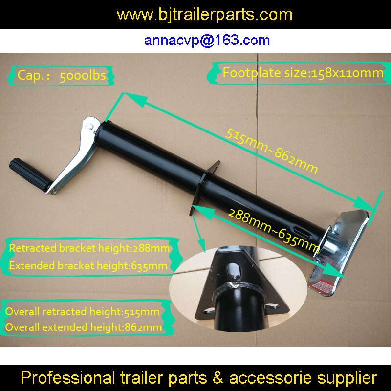 Round A-Frame topwind trailer jack 5000lbs capacity 14.5" with footplate top wind lift boat RV trailer,trailer parts