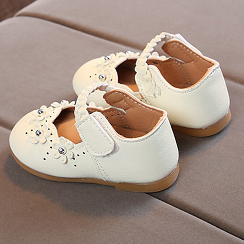 Girls Shoes Rhinestone Flower Princess Dress Shoes PU Leather Casual Toddler Kids