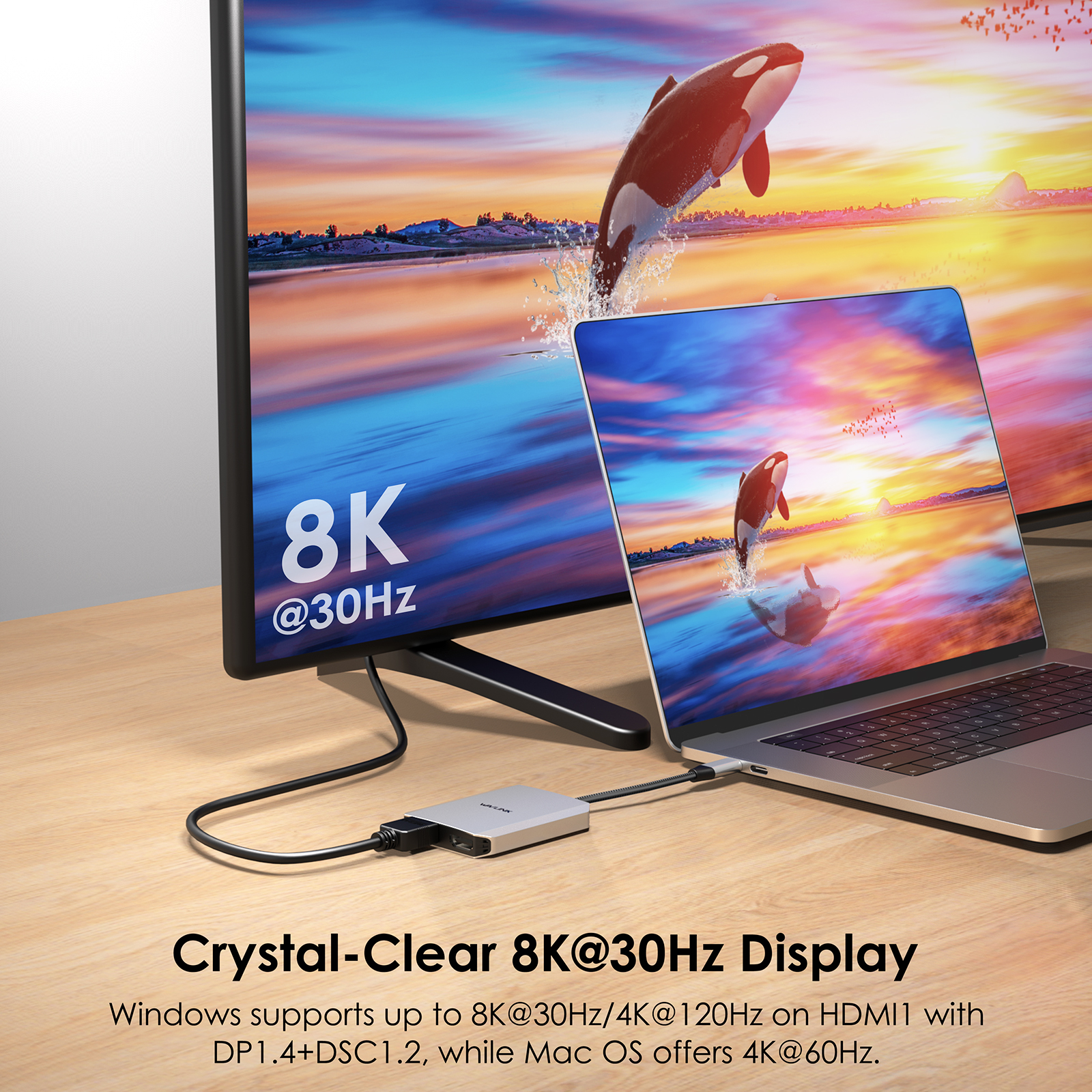 Wavlink usb c till hdmi-adapter med dubbel skärm, dubbel 4k @ 60hz 3-- i- -1 hdmi-adapter med 95w strömförsörjningar för bärbara macbook pro/air