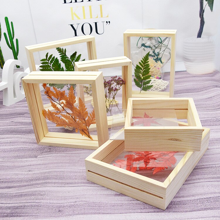 Wooden Photo Frame, Double Sided Acrylic Specimen Frame Set-up for Home Business Place
