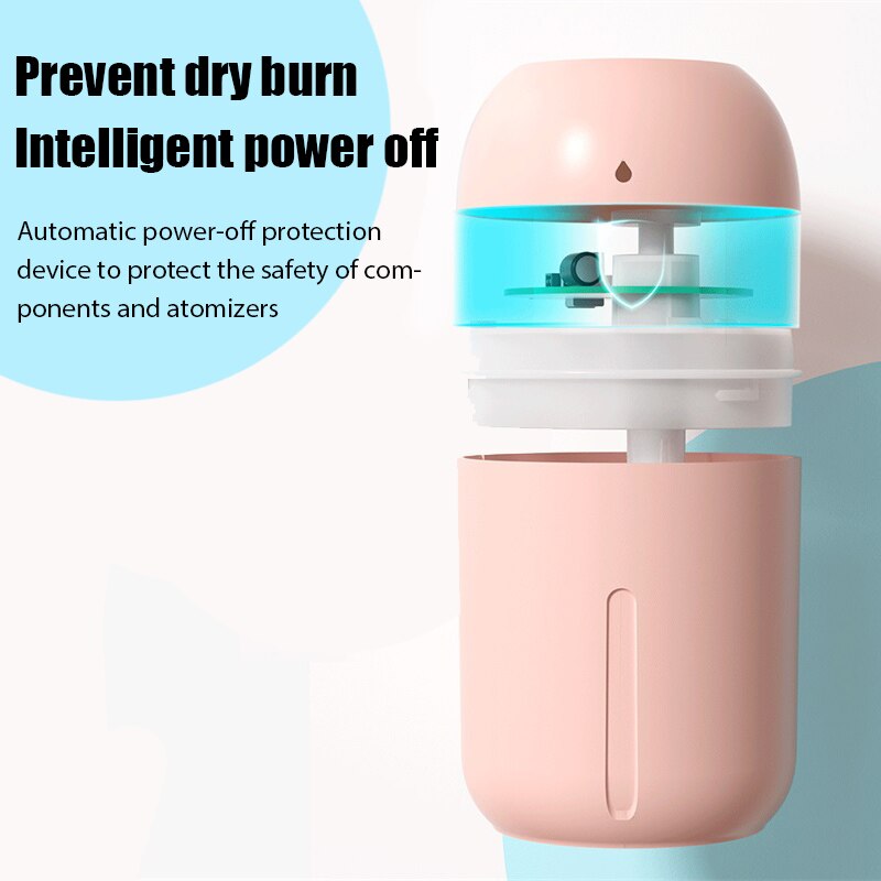 330ML Mini Portable Ultrasonic Air Humidifier Aroma Essential Oil Diffuser USB Mist Maker Aromatherapy Humidifiers for Home