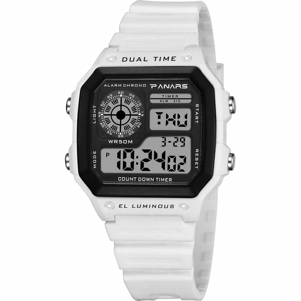 Waterproof Dual Time Personality Men's Multi Function LED Electronic Watch