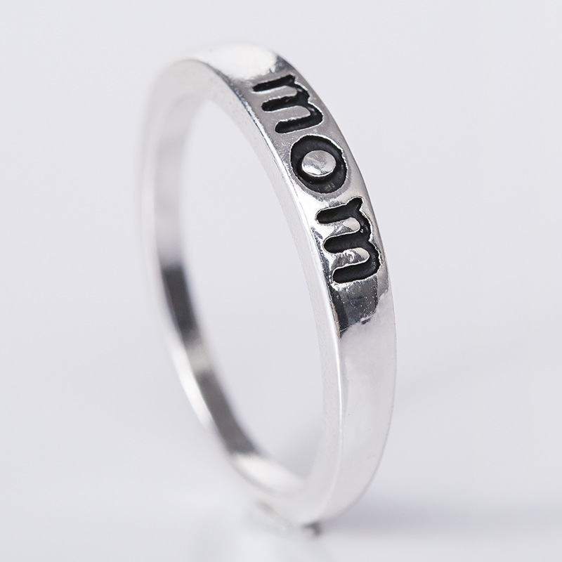 Modyle Klassieke Zilveren Kleur Ring Sieraden Brief Mama en Papa Ring voor Vrouwen Man Clear Mode Vaderdag Moeder dag: 8 / 14096