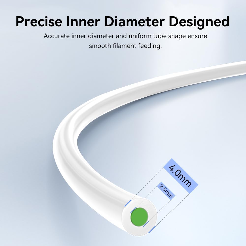 2.5mm ID 4.0mm OD 3D Printer PTFE Bowden Tubing Support 1.75mm Filament Heat Resistant for Creality K1, K1 Max, K1C, Ender 3 V3