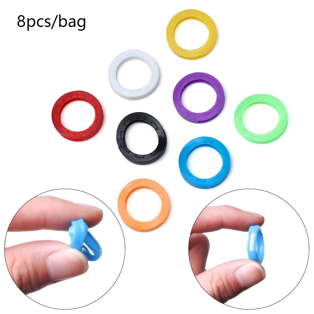 Random Color! 8Pcs/Set Hollow Silicone Key Cap Covers Topper Key Holder Elastic Keyring Rings Key Case Bag Organizer Wallets