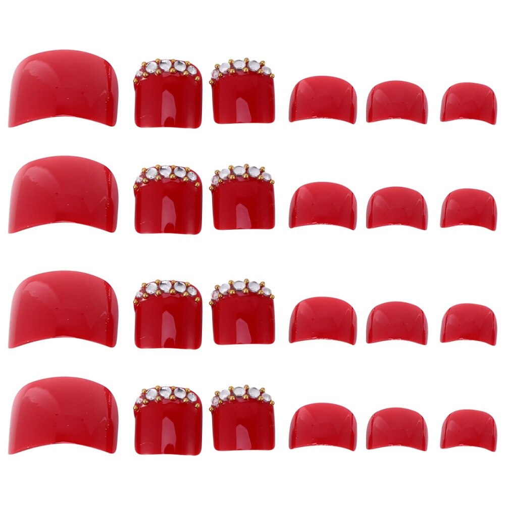 72Pcs Fonkelende Voet Decal Kunstmatige Teennagels Sticker Natuurlijke Nep Nagels Volledige Dekking False Teen Nagels Voor Dames Meisjes (rood)