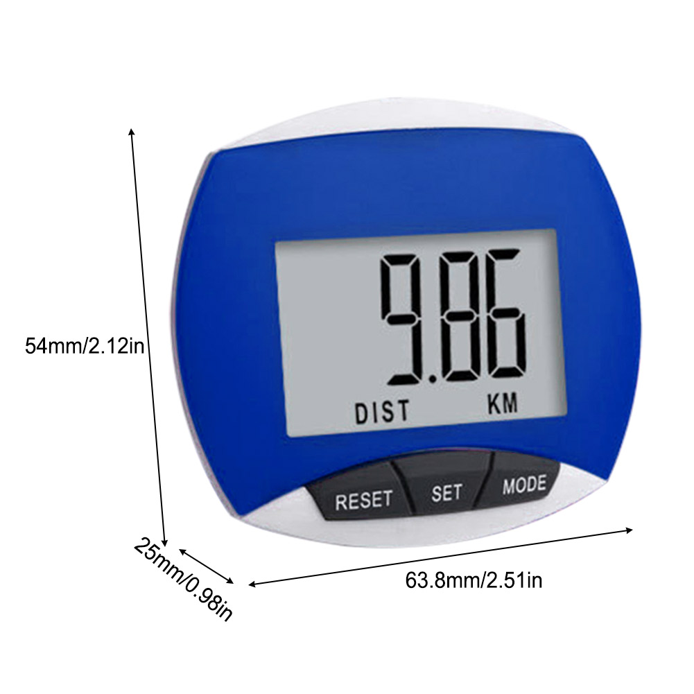 Loopafstand Stappenteller Digitaal LCD-scherm Loopafstandsmonitor Multifunctionele stappenteller voor heren Dames Kinderen Volwassen: Blauw