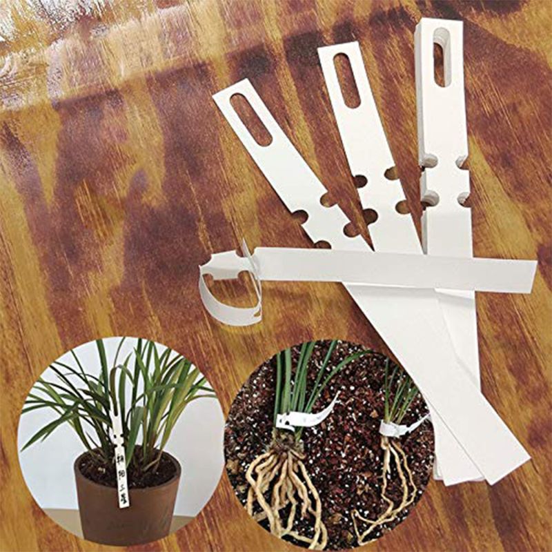 100 stk hvide plastplanter træmærker planteskolehaveartikler 2 x 20cm vikle rundt hængende tags børnehavepæle stor skrift