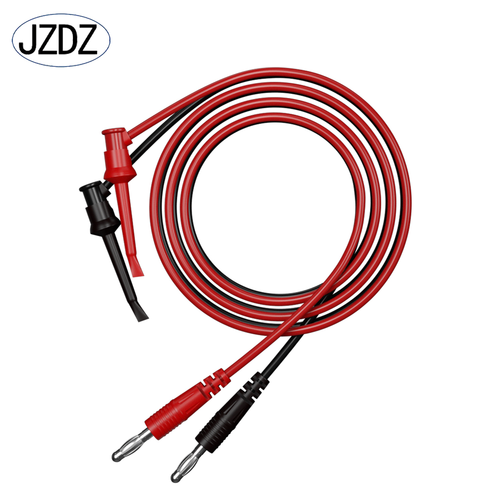 JZDZ 2 uds cables de prueba multímetro Cable de línea 100 cm extremos dobles 4mm conector eléctrico con conector Banana herramientas de bricolaje J.70055: Rojo