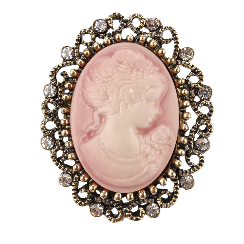 Weimanjingdian Fabriek Directe Verkoop Vintage Queen 'S Cameo Broche Pins Vrouwen Ornament Sieraden: pink