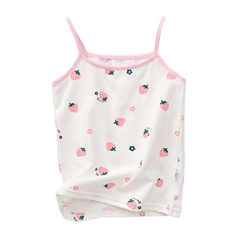 Summer baby girls sleeveless tanks vests kids cotton lace floral clothes baby girls children's clothing topsNew: C / 6